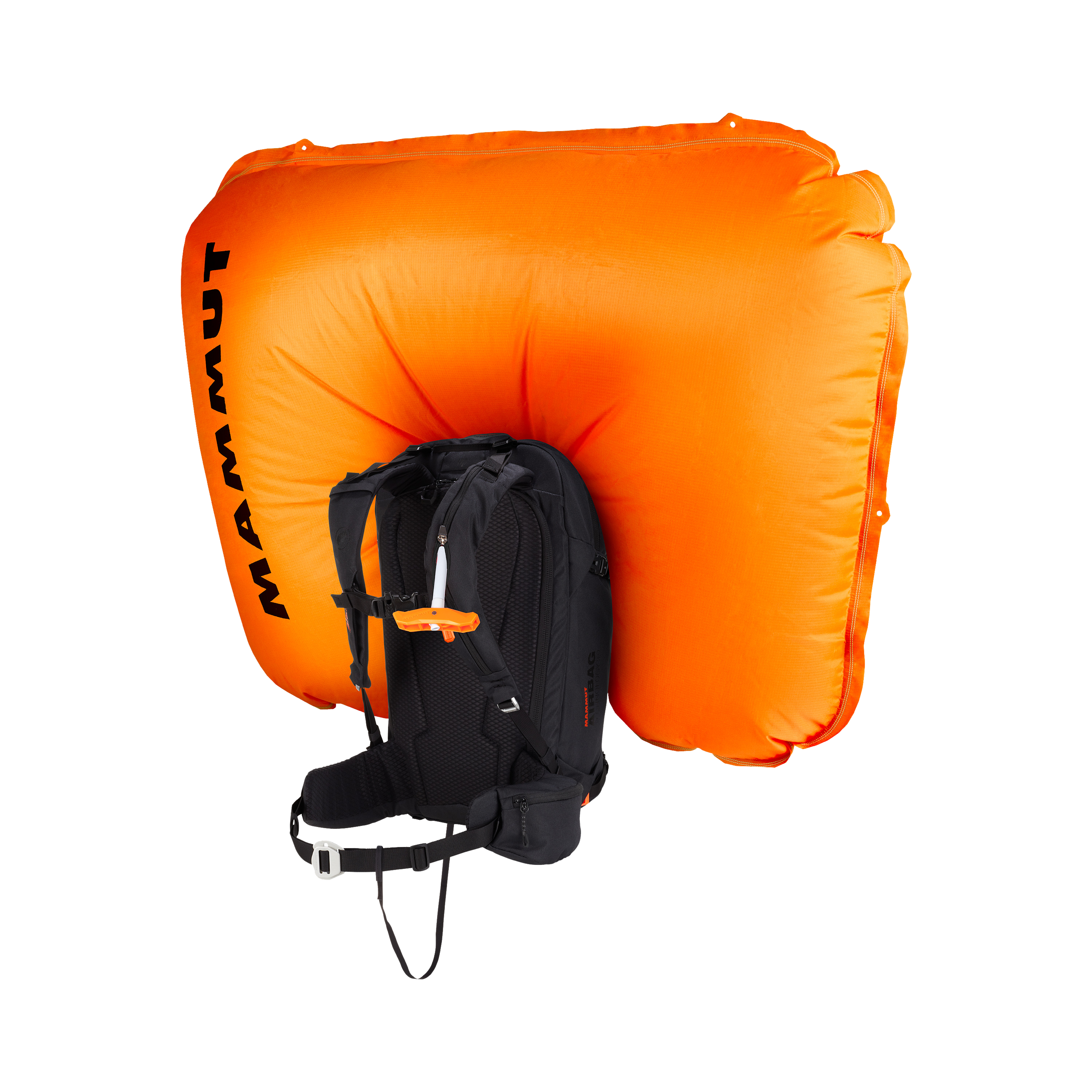 Black freeride backpack with airbag