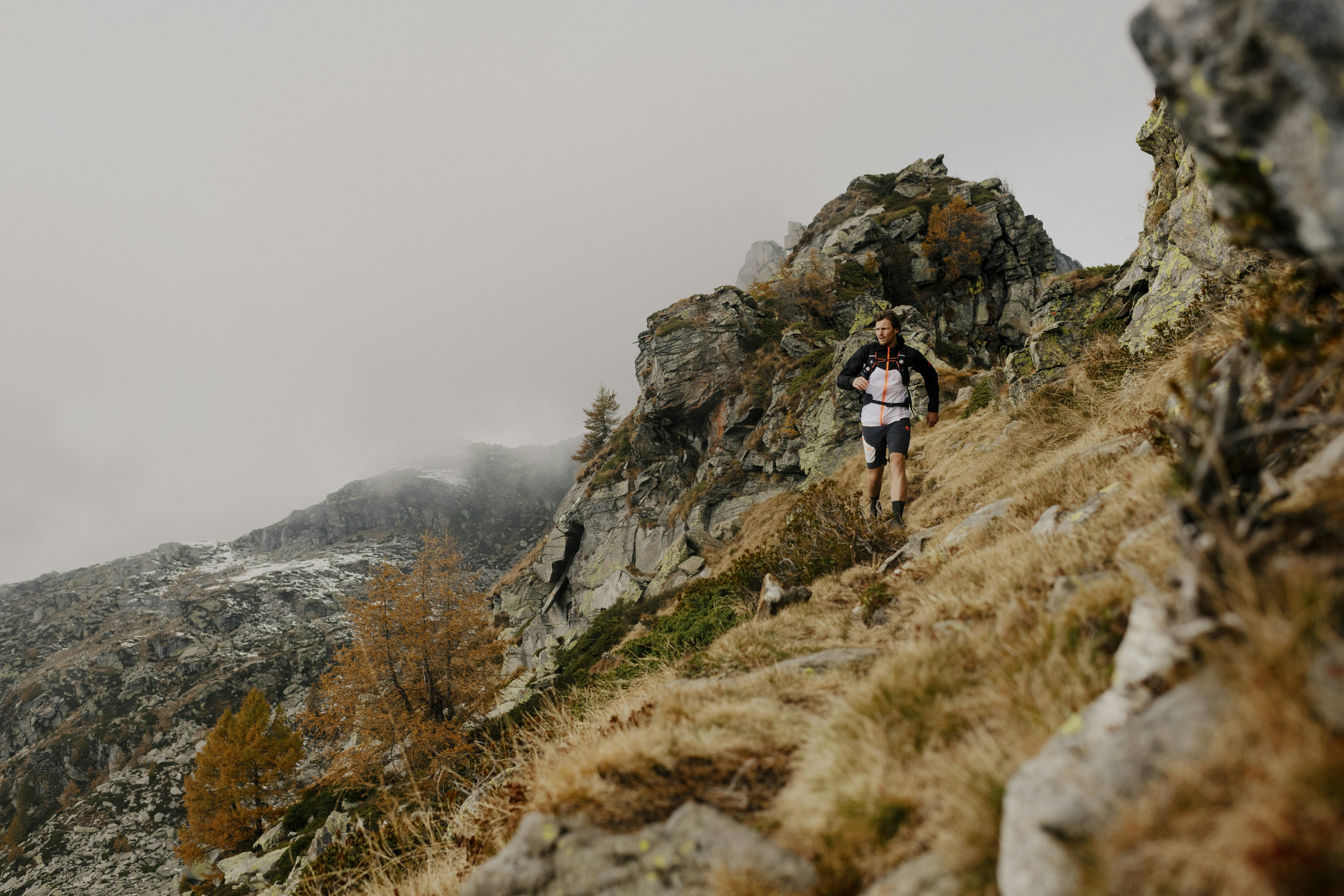 Man running in the mountains