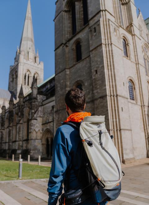 British Pilgrimage with the gough map of britain in Mammut Hiking Equipment