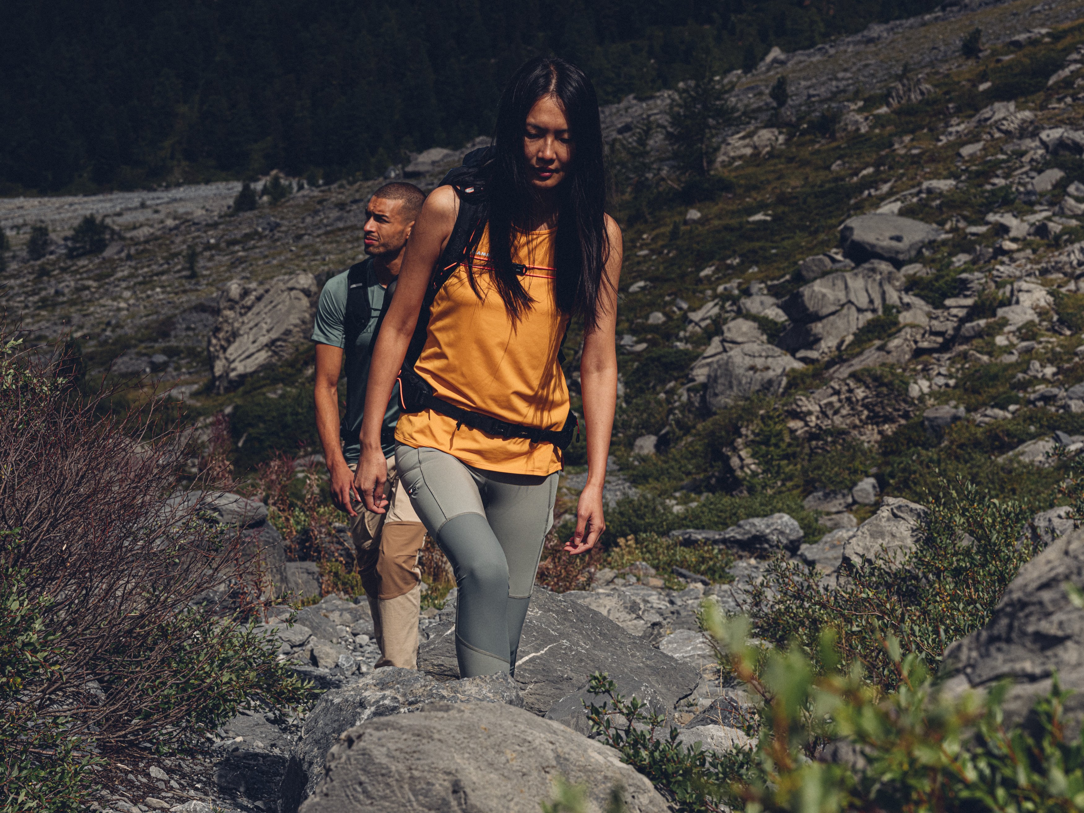 Hiking in Mammut clothing