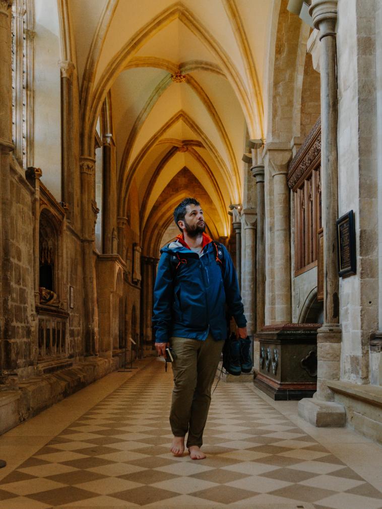 British Pilgrimage with the gough map of britain in Mammut Hiking Equipment