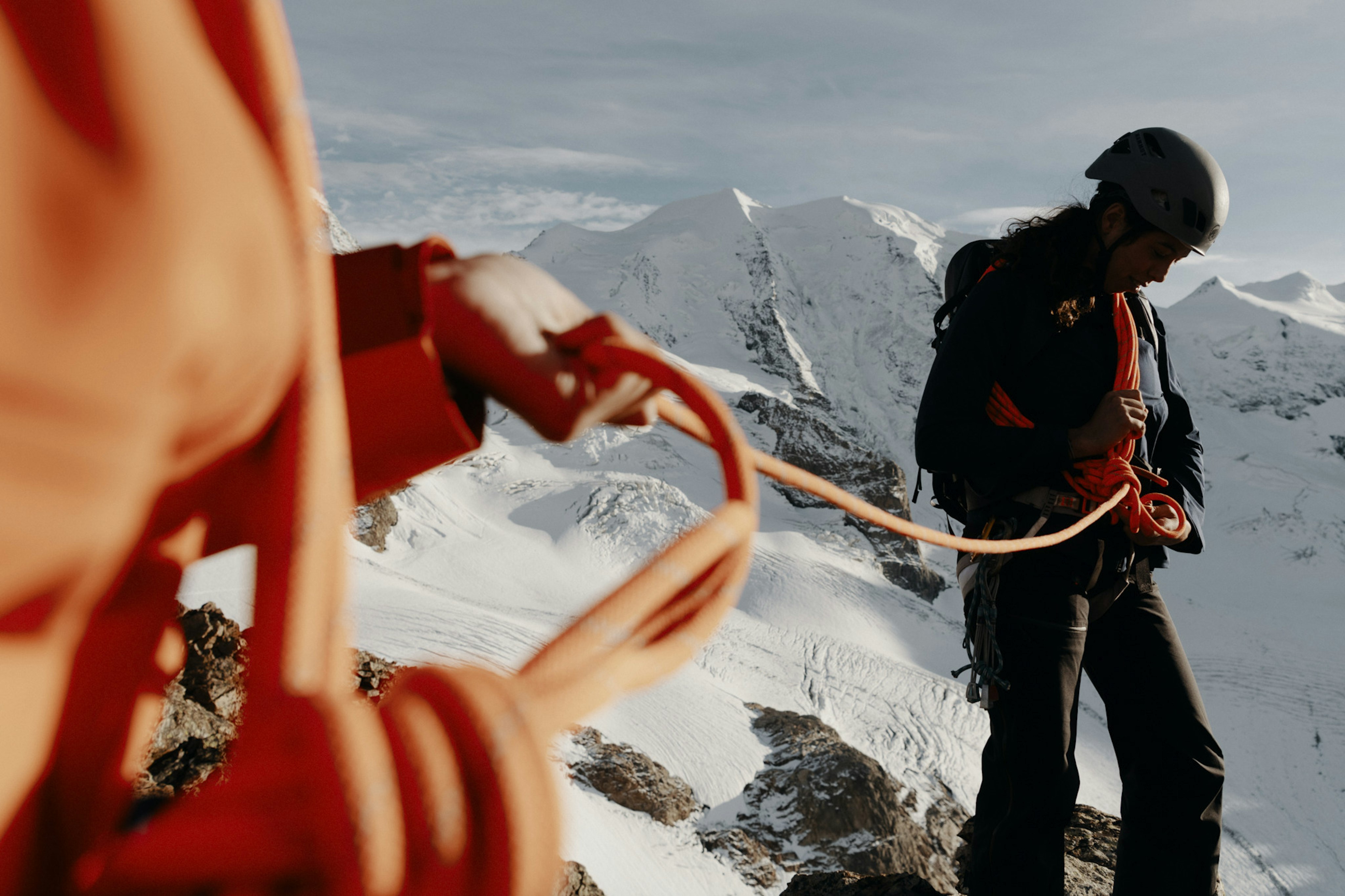 Two female mountaineers for Mammut Always there campaign.