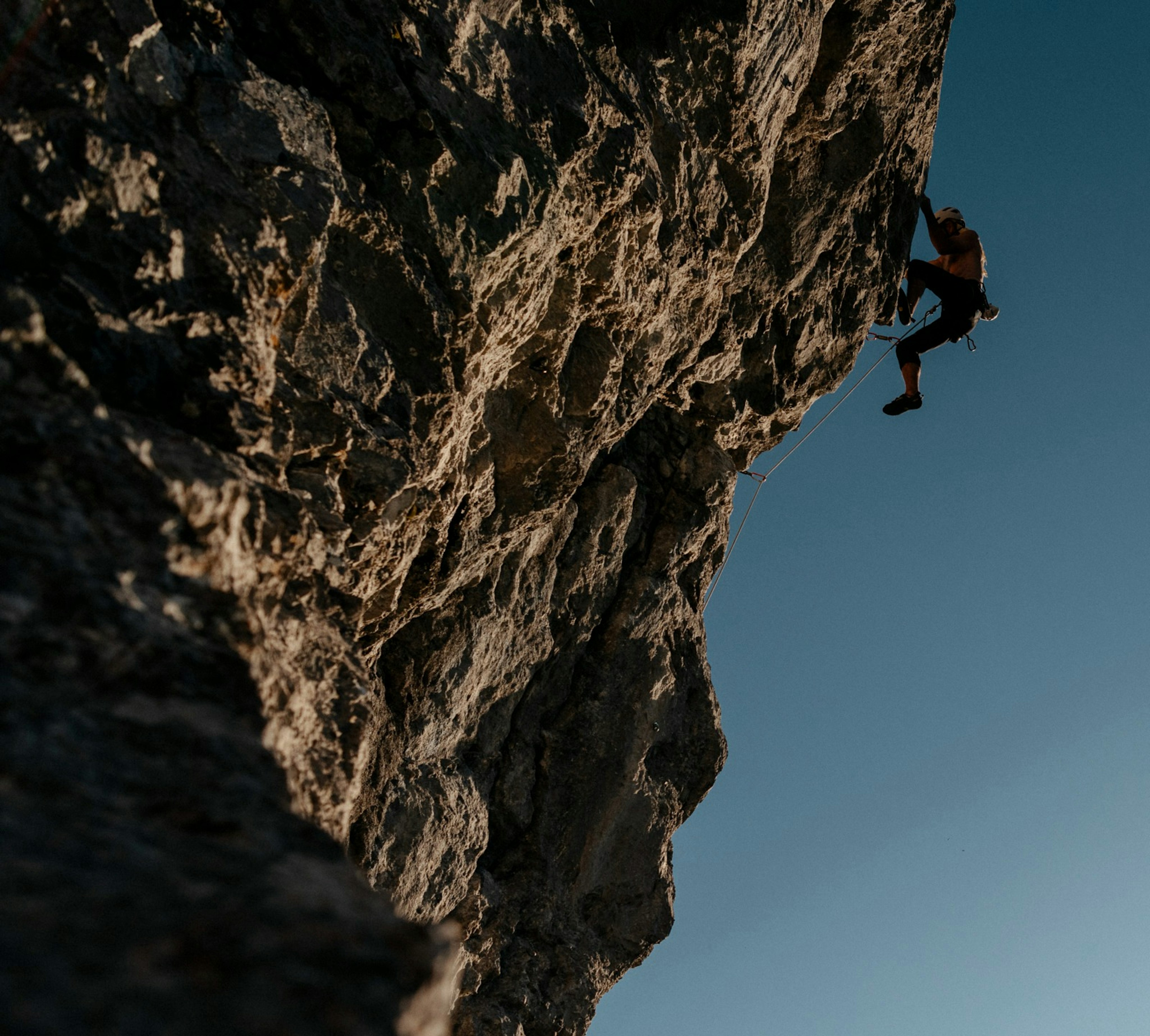 A climber in Mammut outfit
