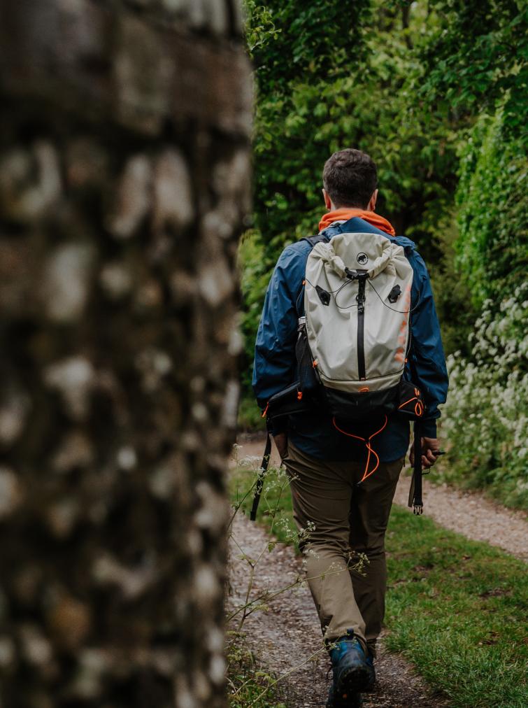 British Pilgrimage with the gough map of britain in Mammut Hiking Equipment